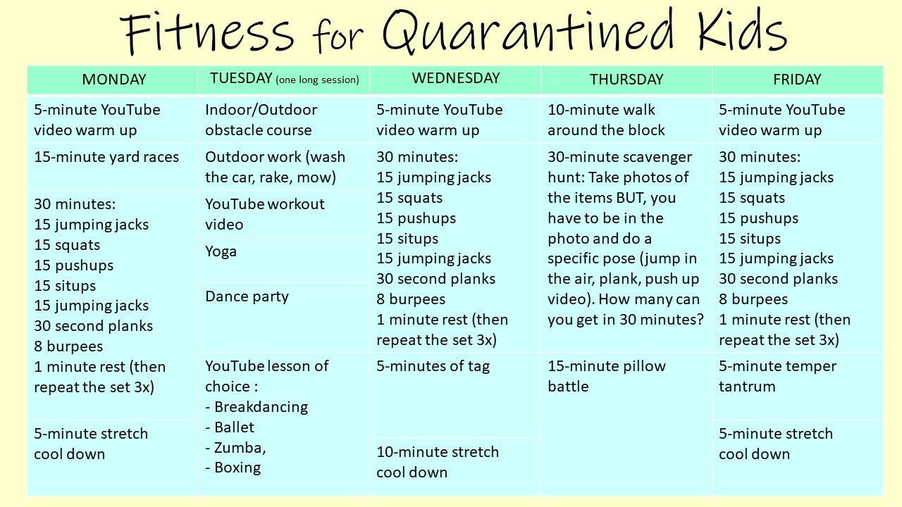 Fitness for Quarantined kids