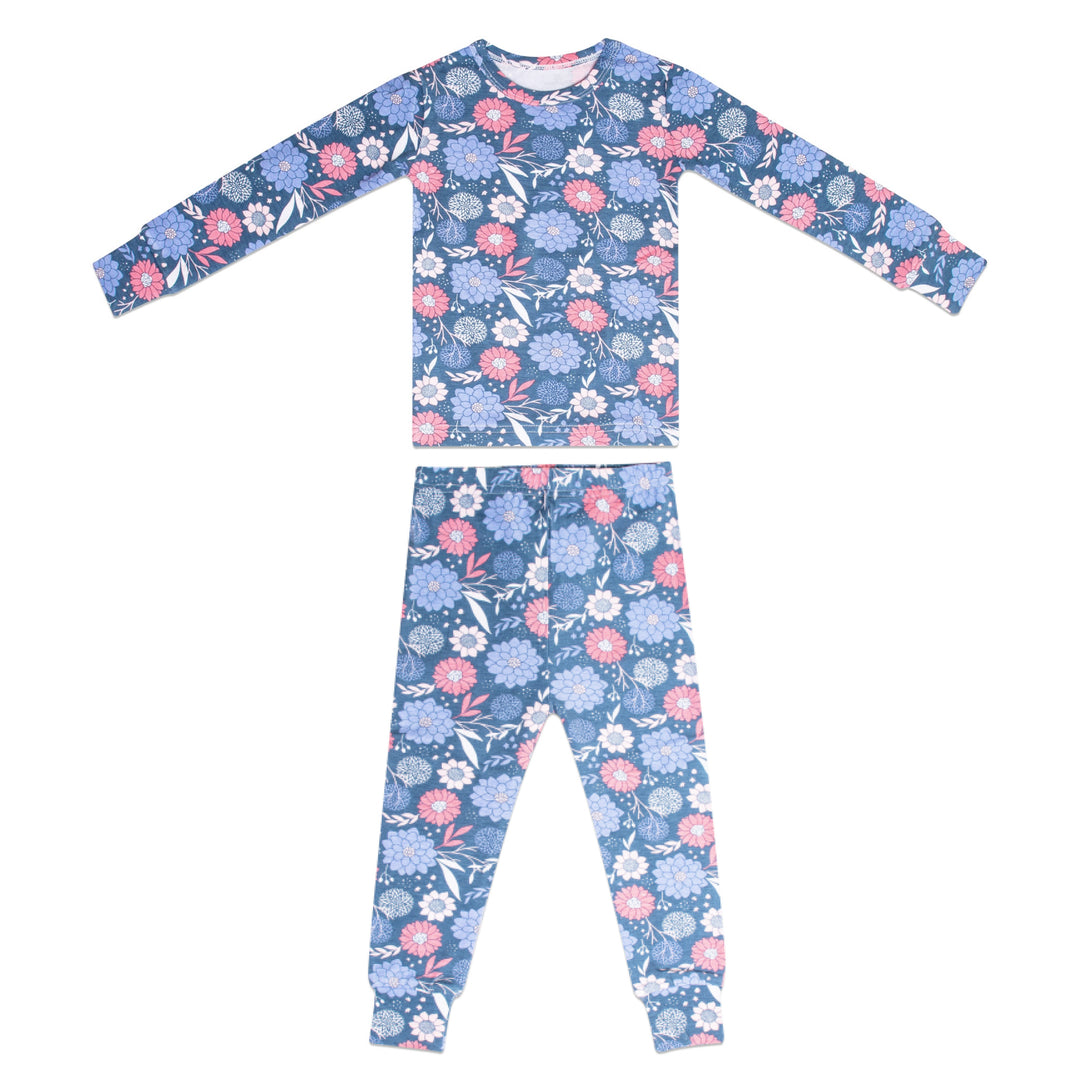 Navy Flower Two-Piece Pajama Set