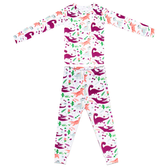 Girl Dino Two-Piece Pajama Set