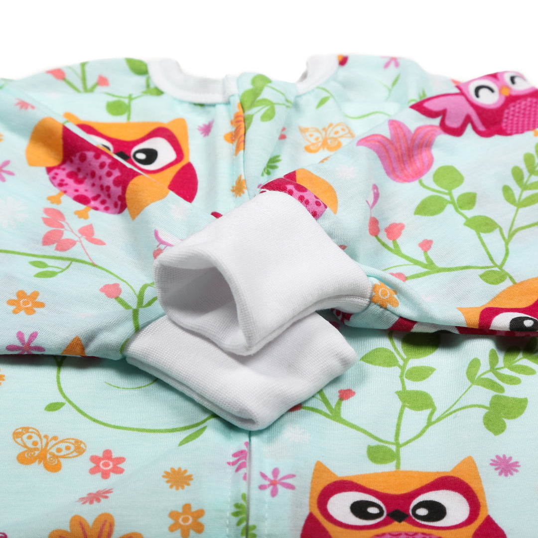 Sleeping Baby Flying Squirrel cozy baby pajama bodysuit Pink Owl Lightweight