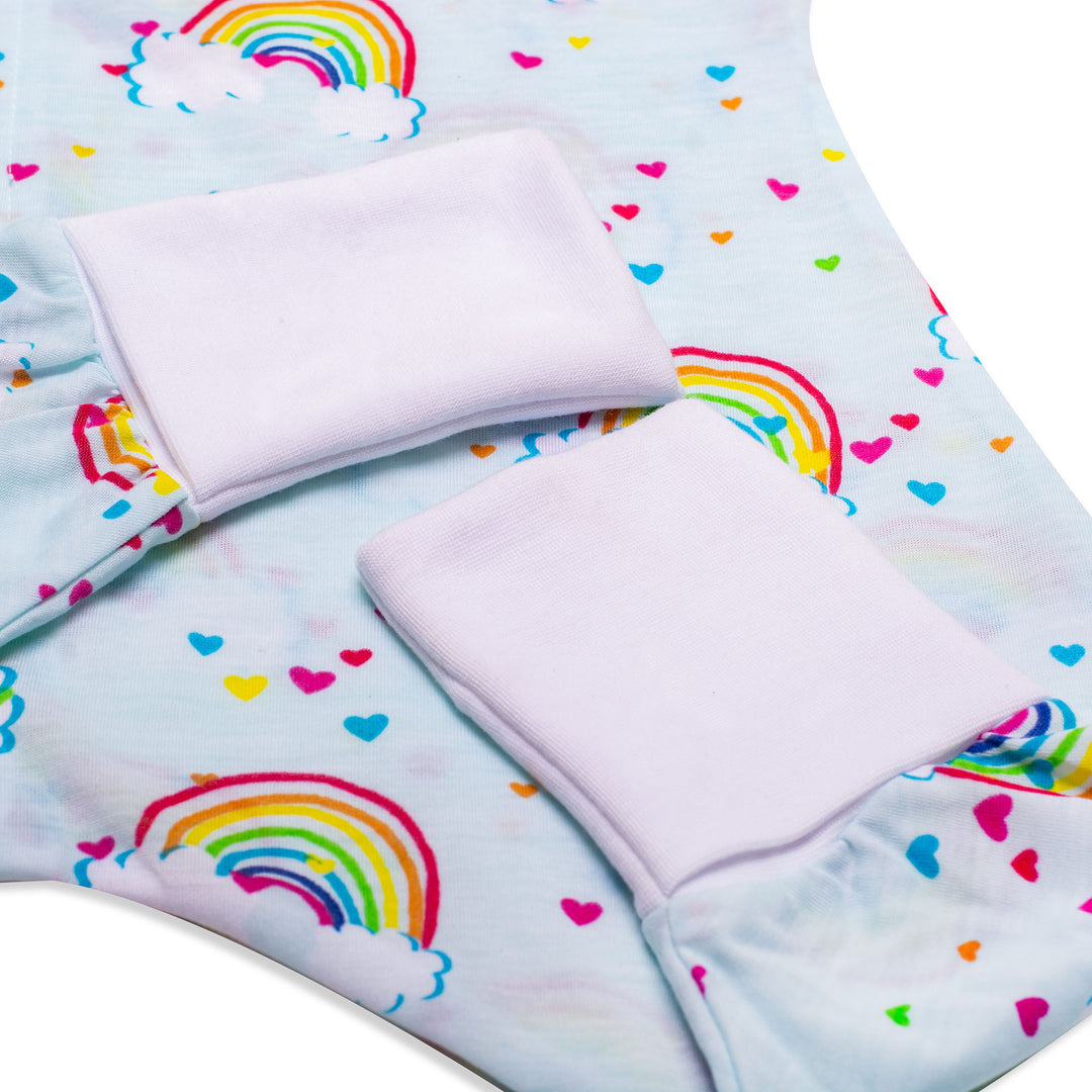 Sleeping Baby Flying Squirrel cozy baby pajama bodysuit Rainbows