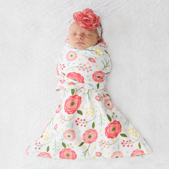 Sleeping Baby Zippy Swaddle safe sleep cotton swaddle Pink Poppy