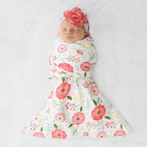 Sleeping Baby Zippy Swaddle safe sleep cotton swaddle Pink Poppy Bundle